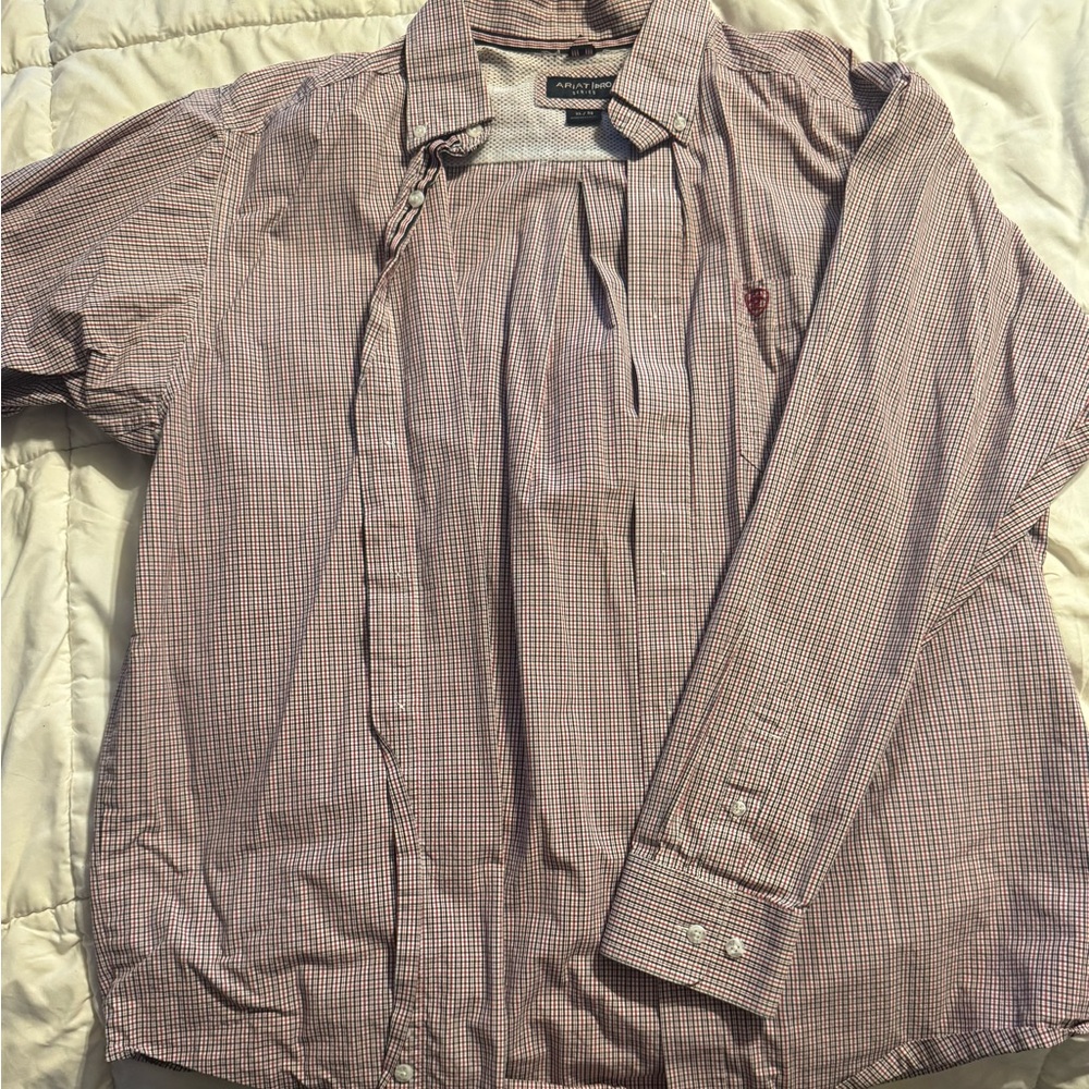 Ariat Men's Red Plaid Casual Button Down Shirt